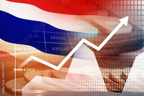 Thailand financial graph , business investment growing up trend