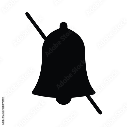 A black silhouette of a bell with a diagonal line through it indicates a no sound or mute function.