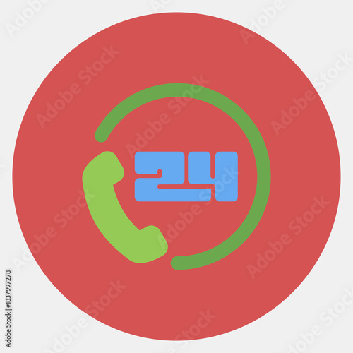 Icon 24 hour support. Black Friday Sale elements. Icon in color mate style.