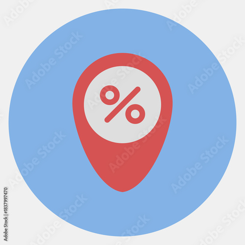 Icon discount location pin. Black Friday Sale elements. Icon in color mate style.