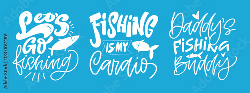 Cute hand drawn doodle lettering quote about fishing. Lettering for t-shirt design, mug print, bag print, clothes fashion. 100% hand drawn vector image.
