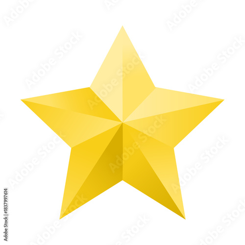 Golden Star. Vector illustration of 3d faceted Golden Star isolated transparent background. Perfect for business casino holiday concept. EPS 10