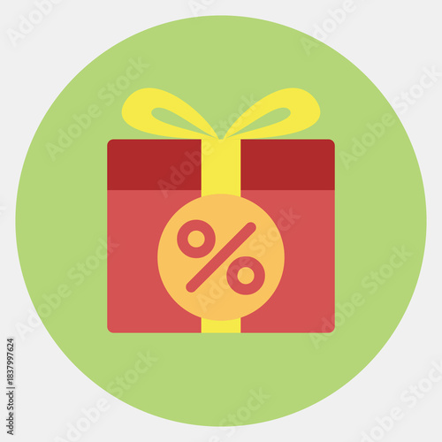 Icon gift. Black Friday Sale elements. Icon in color mate style.