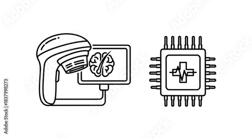 Medical imaging device and microchip with brain scan and health symbol