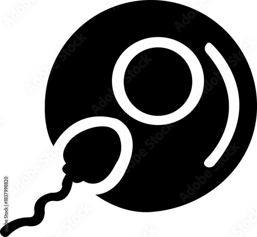 Ovum egg flat icon. Reproductive health, menstrual biology. Female fertility. Human dna, microbiology. Contour symbol isolated on transparent background.