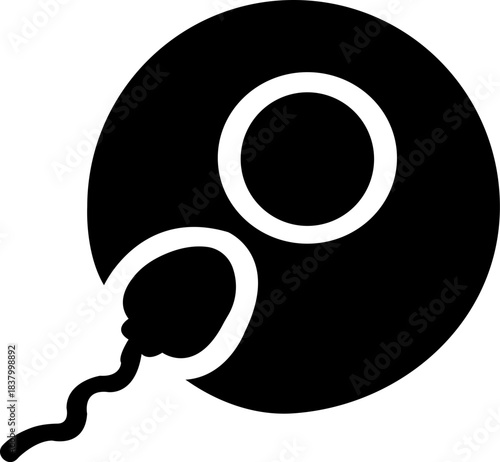 Ovum egg flat icon. Reproductive health, menstrual biology. Female fertility. Human dna, microbiology. Contour symbol isolated on transparent background.