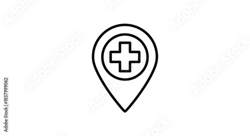Medical location pin icon with a cross symbol