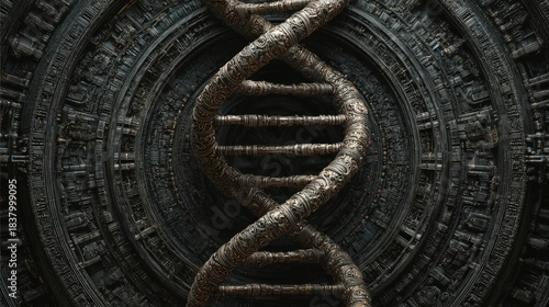 Intricate DNA Structure in a Futuristic Sci-Fi Environment