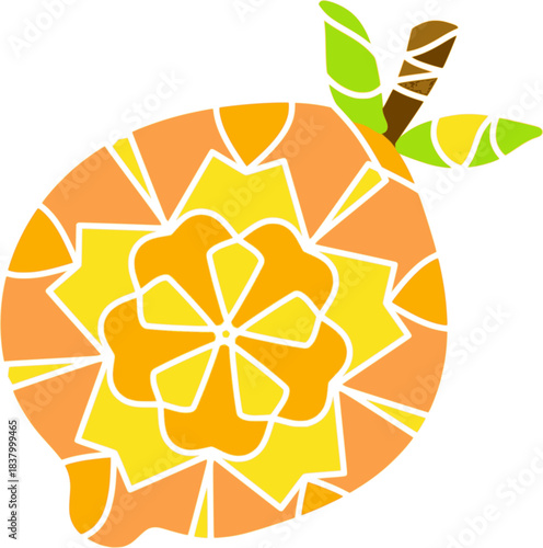 Cute and bright geometric lemon shapes mandala art design for advertisement and decoration