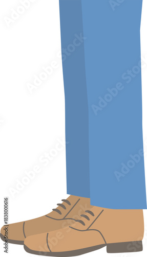 Illustration of a man wearing blue slacks and leather shoes standing still
