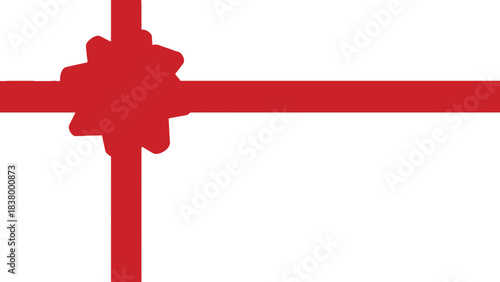 Red ribbon and bow on a white background for gift wrapping design