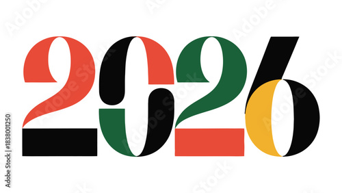 Vibrant 2026: An eye-catching graphic showcases the year 2026, composed with bold typography and a rich palette of colors, standing out with a modern and artistic appeal.