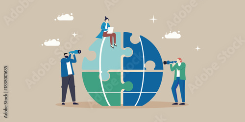 Teamwork builds a global connection with visionaries observing the world s progress