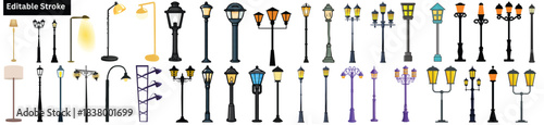 Ultimate Street Lamp & Lantern Mega Pack – 60+ Vintage & Modern Street Lights (Editable Stroke).