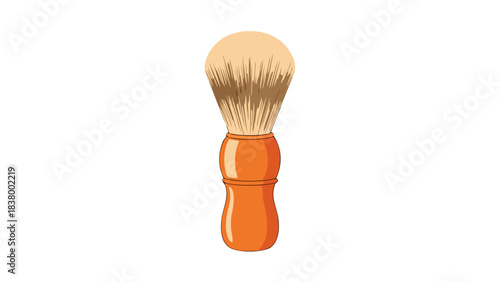 A Classic Orange Handled Shaving Brush With Beige Bristles Isolated Against a Black Background Perfect for Grooming and Personal Care Content