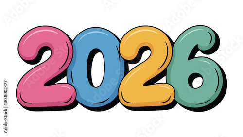 Vibrant 2026: A colorful design signifies the upcoming year 2026, creating a bold, eye-catching visual.