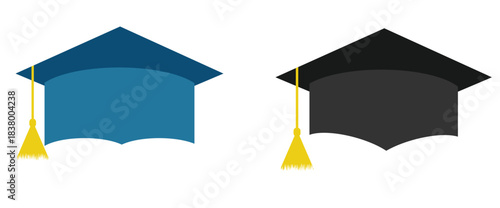graduation cap icon, university or college graduation hat icon, student graduation cap diploma, vector illustration