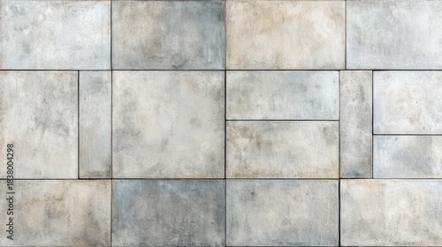 Textured Gray and Beige Square and Rectangular Stone Tiles Wall Pattern Full Frame