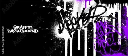 Graffiti background with scribbles. spray paint effect, splatters and tagging hand-drawn style.