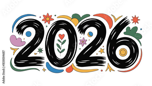 2026: A visual representation of the year 2026, creatively designed with artistic elements, inviting a sense of anticipation and forward-thinking.
