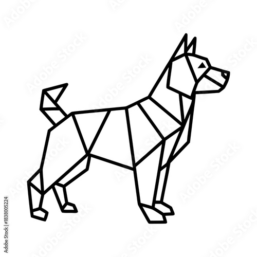 Geometric abstract dog illustration concept in clean line art style 1.eps vector graphic design element for modern branding