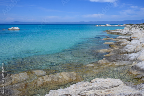 Fototapeta Naklejka Na Ścianę i Meble -  Orange beach (Kavourotrypes, Portokali) in Halkidiki near Sarti, Greece	
