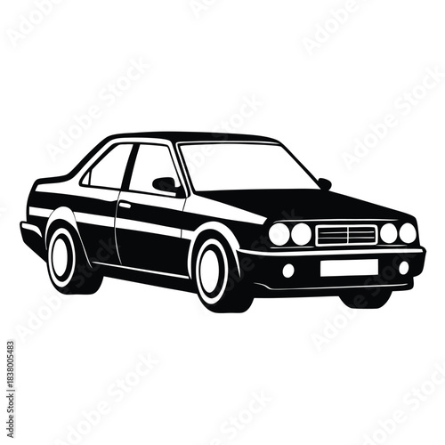 car wrap black and white silhouette on white background