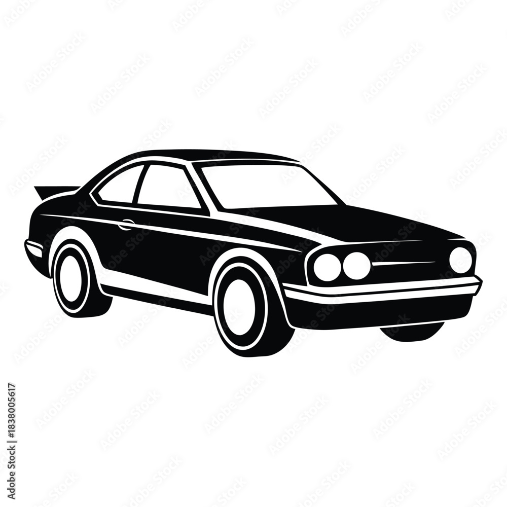 Obraz premium car wrap black and white silhouette on white background