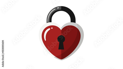 A Red Heart Shaped Lock With A Black Bow And A Silver Keyhole On A Black Background Representing Love And Security