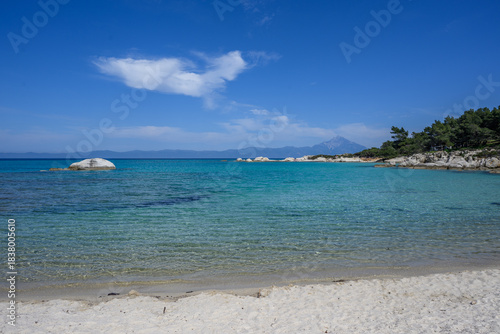 Fototapeta Naklejka Na Ścianę i Meble -  Orange beach (Kavourotrypes, Portokali) in Halkidiki near Sarti, Greece	