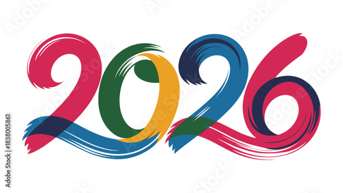 2026 Brushstroke Design: A vibrant and colorful design displaying the year 2026, rendered in bold brushstrokes, symbolizing the passage of time and the approach of a new chapter.