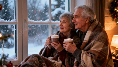 Christmas celebration old age couple togetherness concept