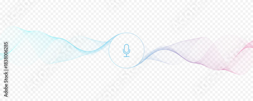 Voice assistant concept. Vector sound wave. Voice and sound recognition equalizer wave flow background. Personal assistant and voice recognition concept gradient vector illustration.