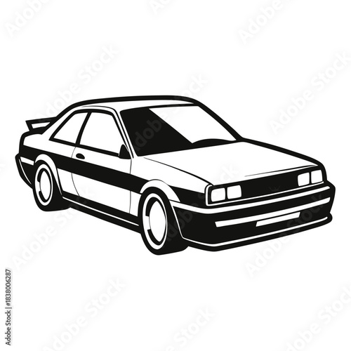 car wrap black and white silhouette on white background