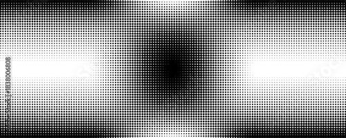 Set of halftone dots gradient pattern texture isolated on white background. Straight dotted spots using halftone circle dot raster texture. Vector blot half tone collection.