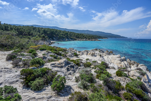 Fototapeta Naklejka Na Ścianę i Meble -  Orange beach (Kavourotrypes, Portokali) in Halkidiki near Sarti, Greece	