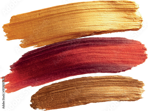 Metallic Gold and Burgundy Brush Strokes Vector