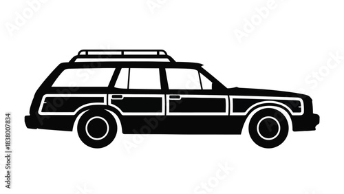 Classic station wagon silhouette with roof rack a vintage automotive illustration
