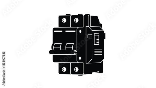 Black and white illustration of a complex electronic device or machinery component