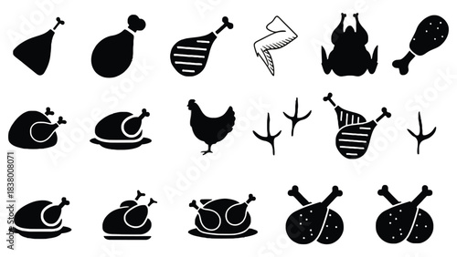 Chicken meat cuts vector illustration food poultry farm fresh