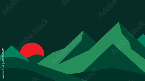 Minimal Flat Vector Mountain Landscape Illustration Image