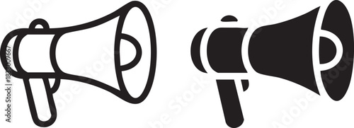 Megaphone icon. Loudspeaker vector set. Announcement sign isolated set on white background. Marketing megaphone sign.