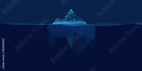 A striking depiction of an iceberg both above and below the water s surface