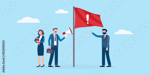 A red flag is raised as people discuss concerns and make important decisions