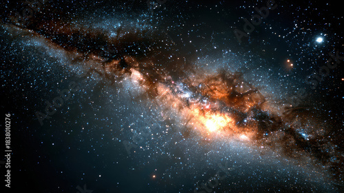 Awe inspiring galaxy in vast universe. beautiful star cluster in cosmos, celestial and cosmic nebula background for astronomy study