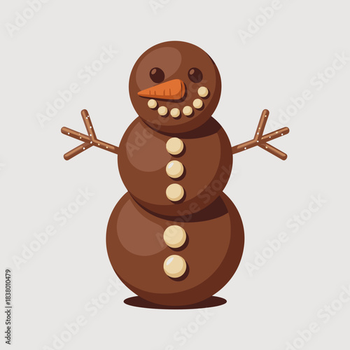 Charming chocolate snowman confection vector, holiday sweet treat.