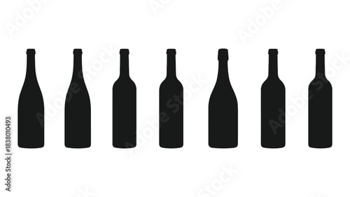 Wine bottles silhouette vector illustration stock template