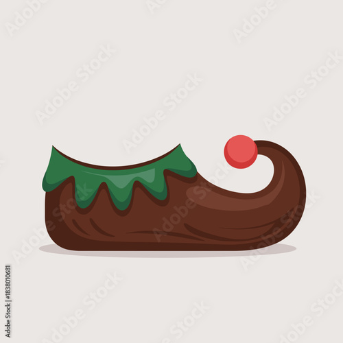Festive elf shoe shaped brownie vector illustration – Great for bakery promotions, holiday food styling, or Christmas social media content.
