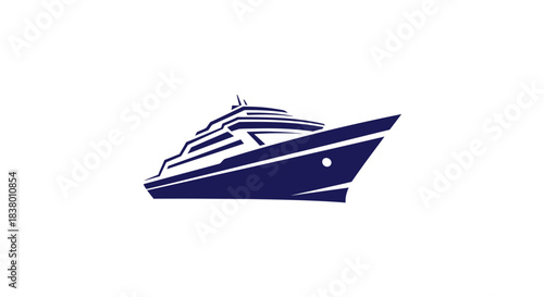 Sleek Blue Yacht Icon Representing Luxury and Travel.