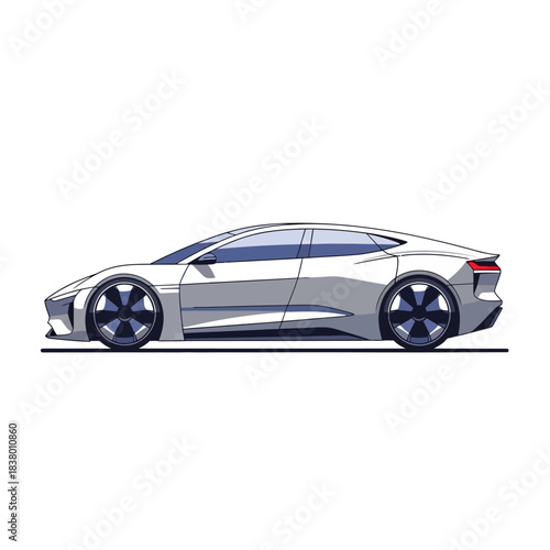 Sleek futuristic electric car design with a minimalist aesthetic.